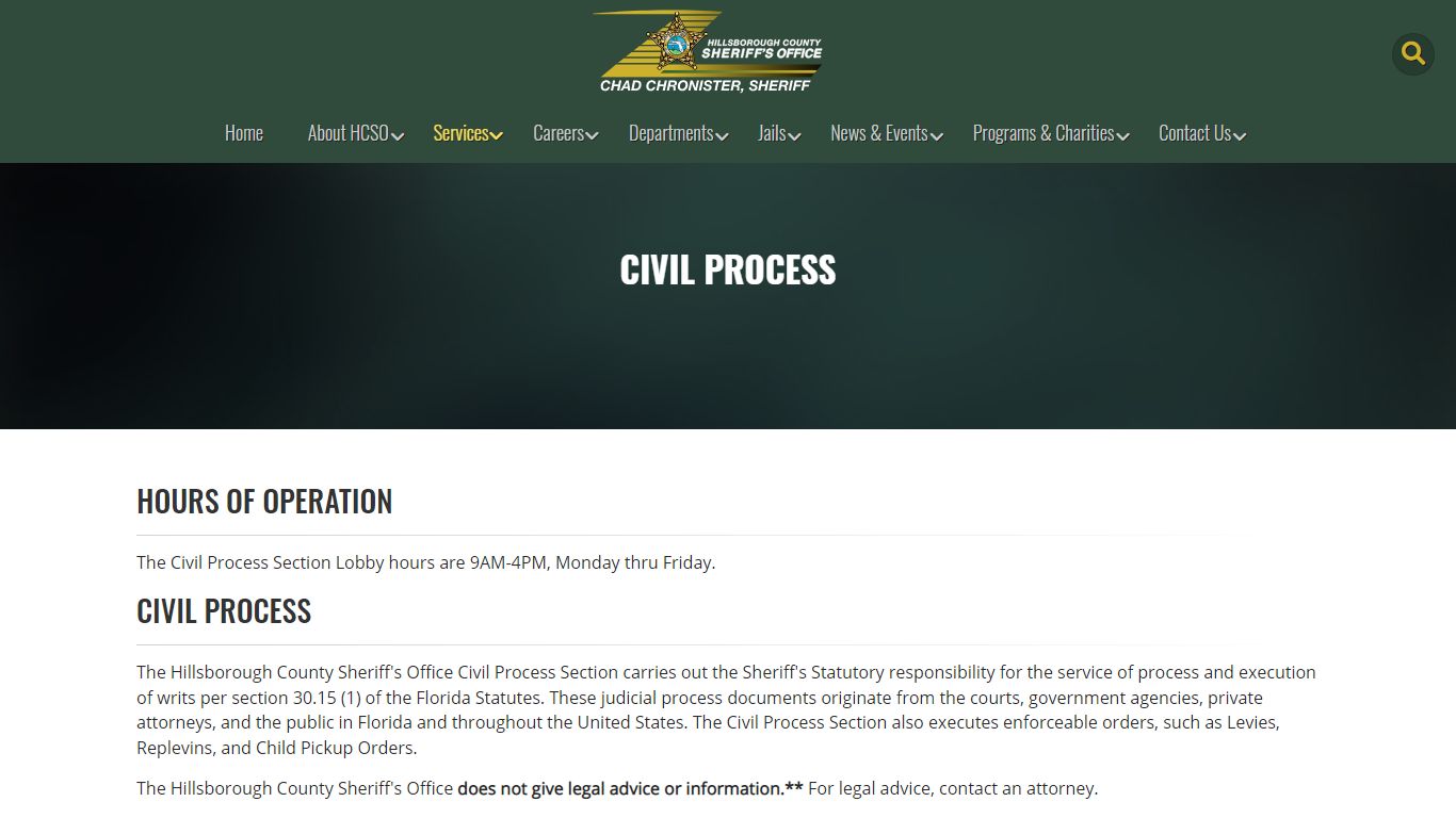 Civil Process | HCSO, Tampa FL - Hillsborough County Sheriff's Office